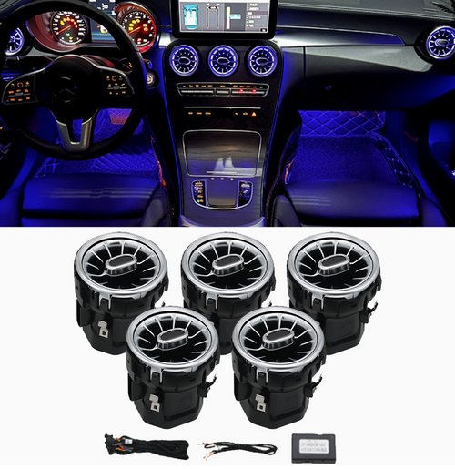 PLUSULTRA® Turbine Air Vent,Interior Ambient Light 64 Color for Mercedes Benz C Class W205 (7PCS)