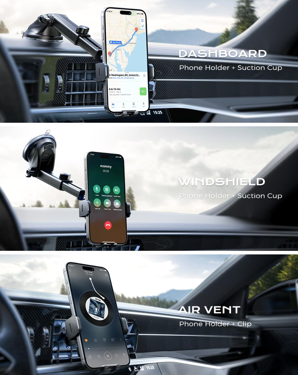 PLUSULTRA® 15W Fast Charging Auto Clamping Car Charger Phone Mount
